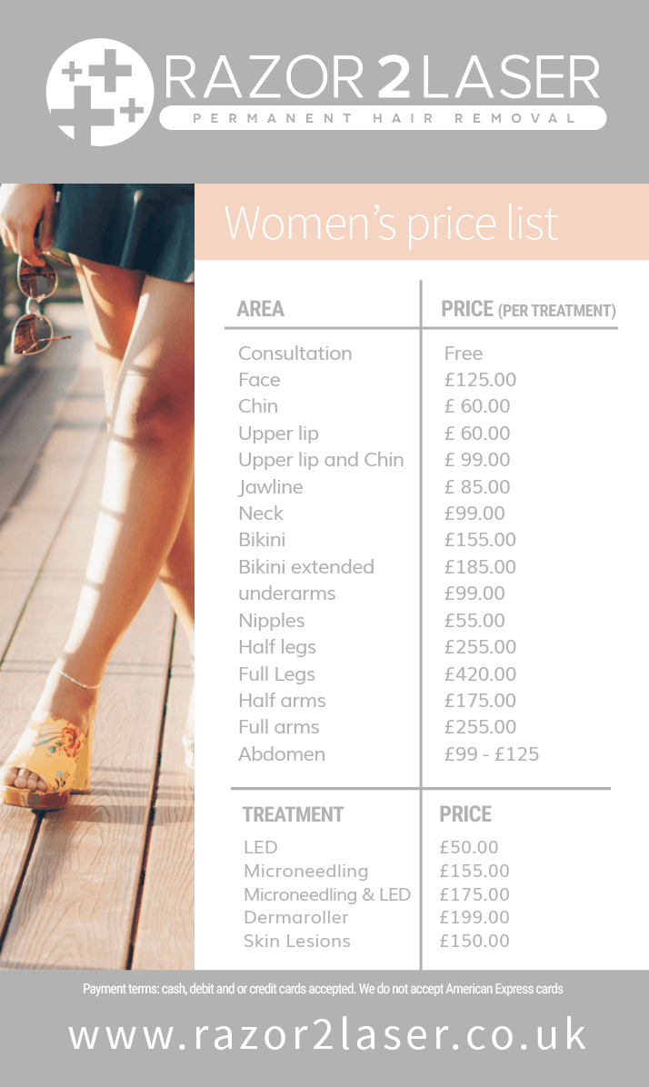 laser hair removal legs price uk