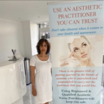Mina by sign saying using an aesthetic practitioner you can trust